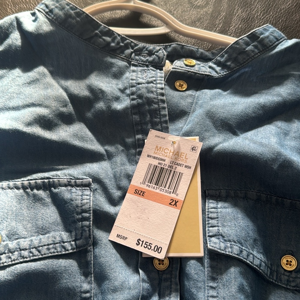 NWT Michael Michael Kors Size 2X Blue Jean Dress - Picture 3 of 8